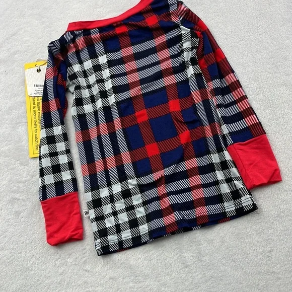 NEW Bums And Roses 2T Bamboo Red And Blue Plaid Pajama Top - Picture 5 of 6